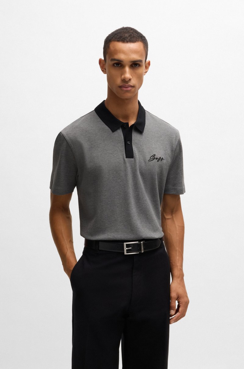 Hugo Boss Polo De Algodón Mercerizado Con Logo Caligrafiado