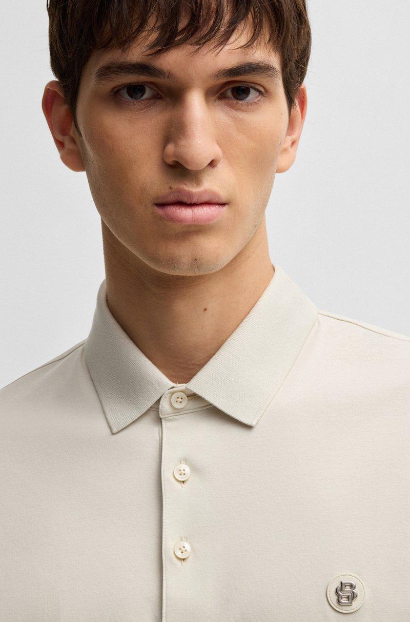 Hugo Boss Polo De Algodón Mercerizado Con Monograma Doble