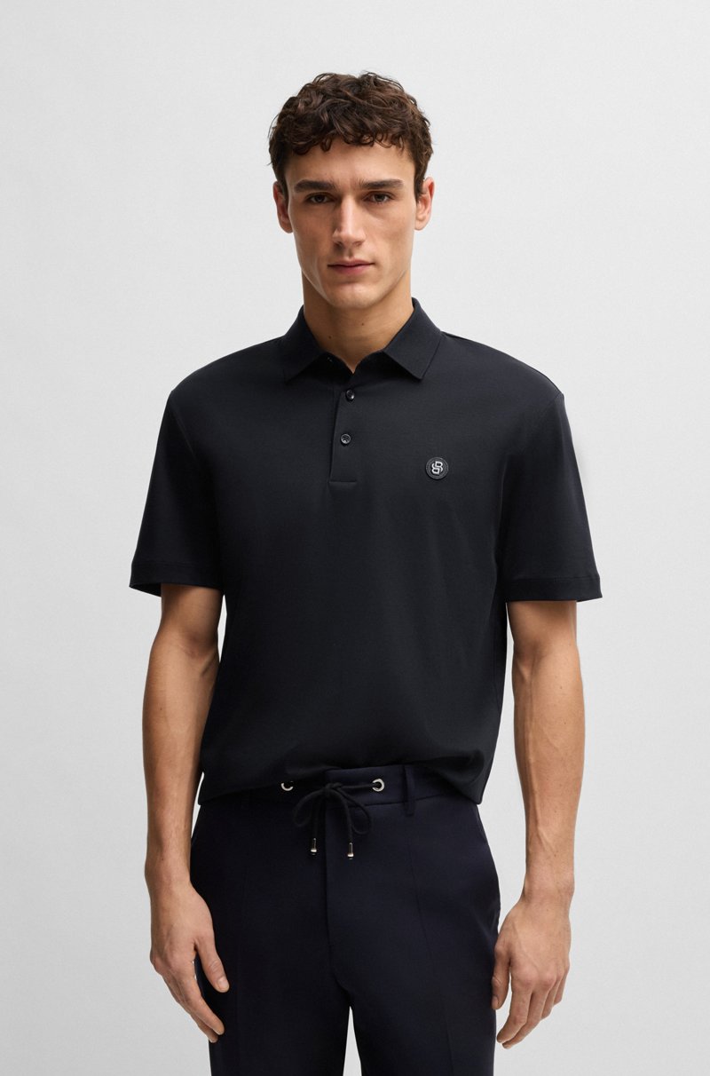Hugo Boss Polo de algodón mercerizado con monograma doble