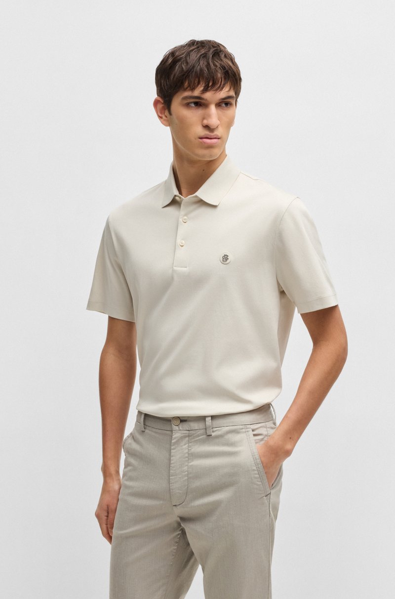 Hugo Boss Polo de algodón mercerizado con monograma doble
