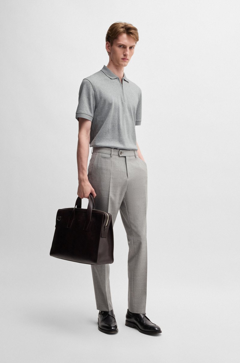 Hugo Boss Polo De Algodón Y Cashmere Con Cremallera En El Cuello