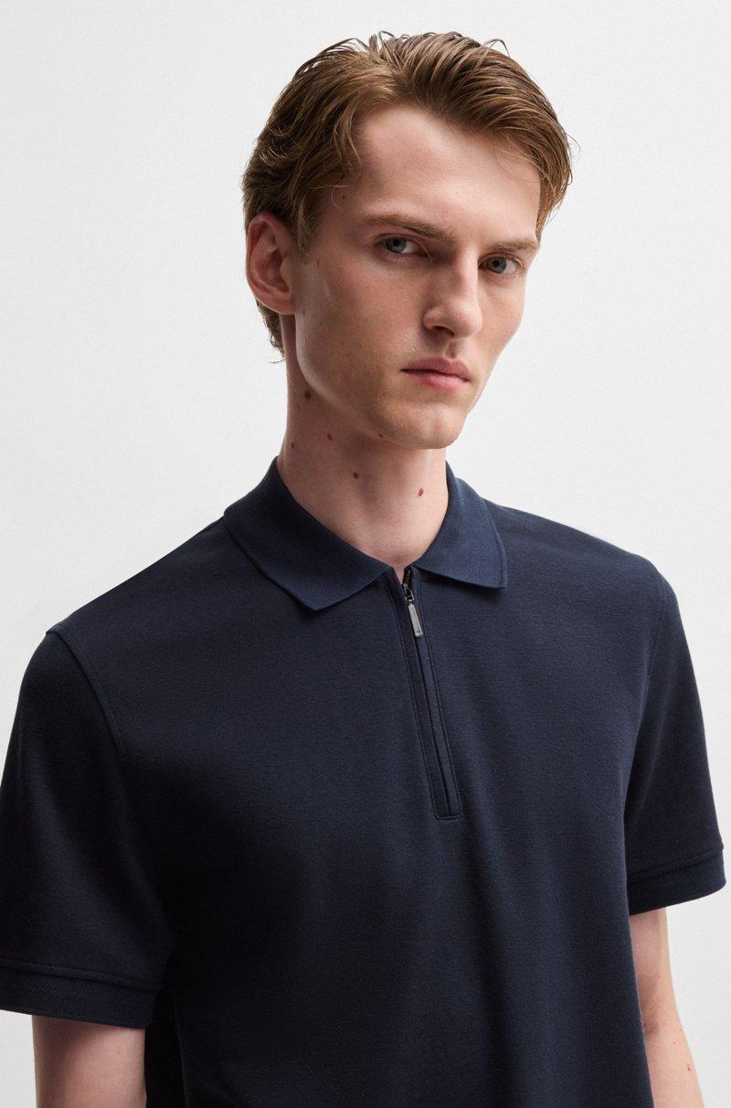 Hugo Boss Polo De Algodón Y Cashmere Con Cremallera En El Cuello