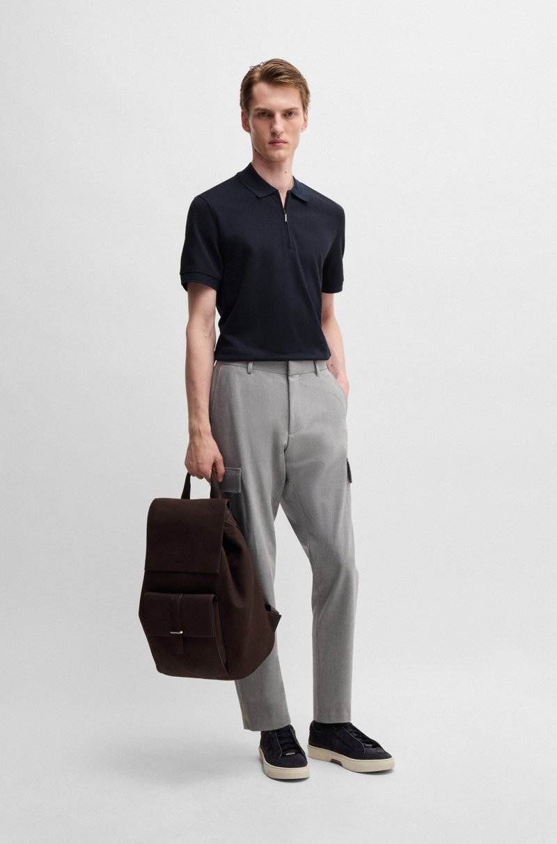 Hugo Boss Polo De Algodón Y Cashmere Con Cremallera En El Cuello