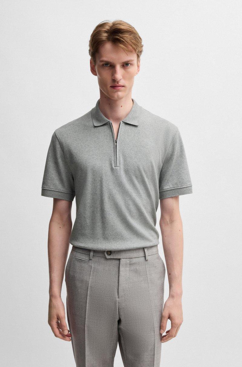 Hugo Boss Polo de algodón y cashmere con cremallera en el cuello