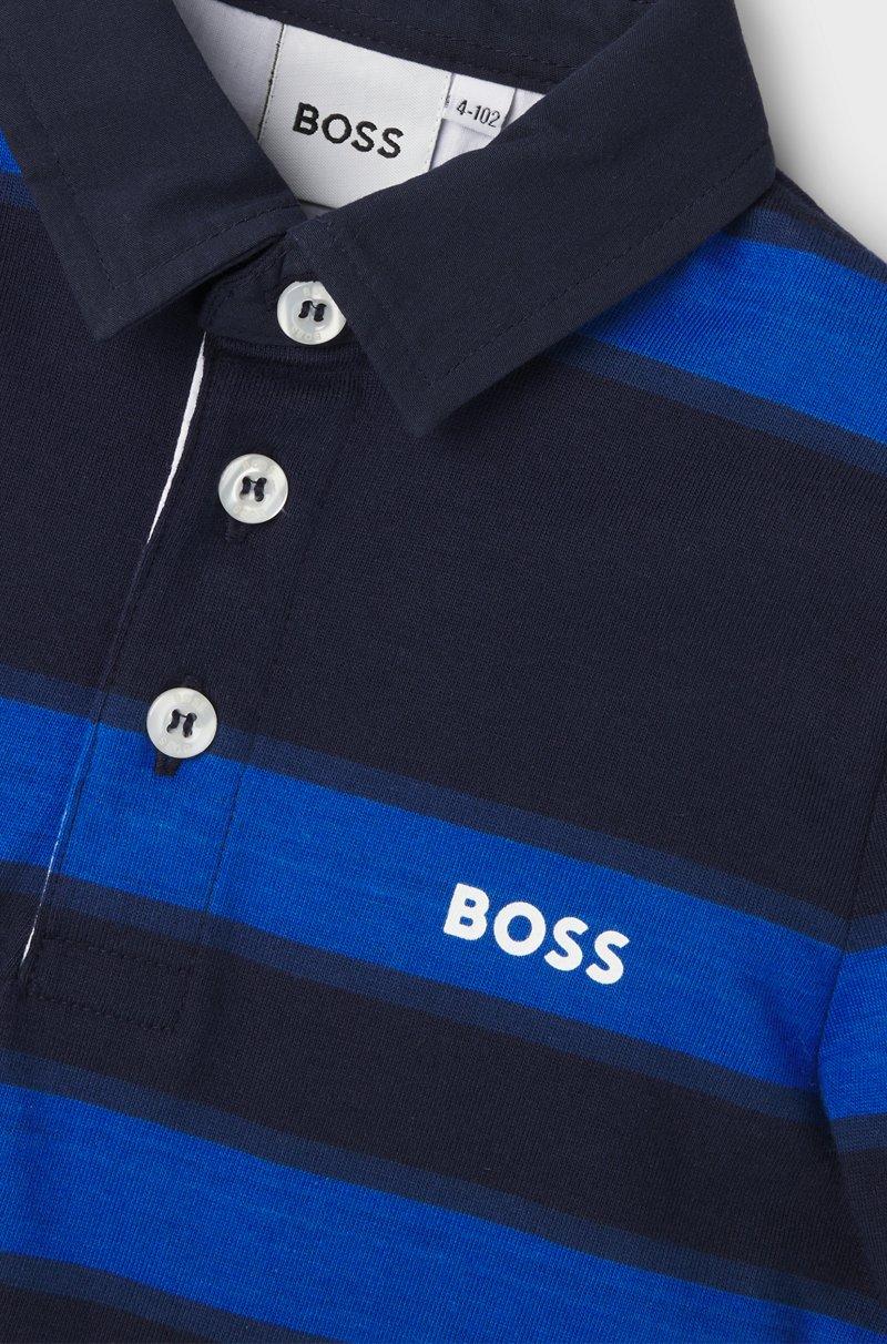 Hugo Boss Polo De Manga Larga A Rayas Con Logo Para Niños