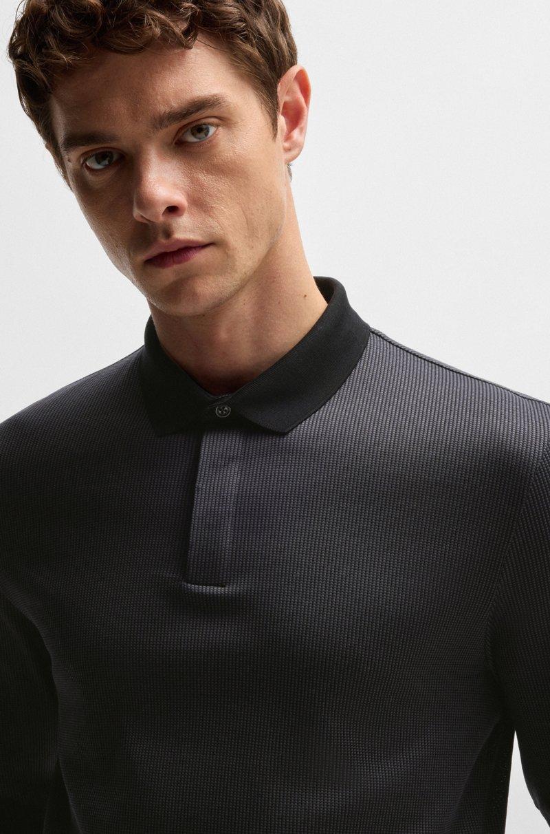 Hugo Boss Polo De Manga Larga De Algodón Con Tapeta Oculta