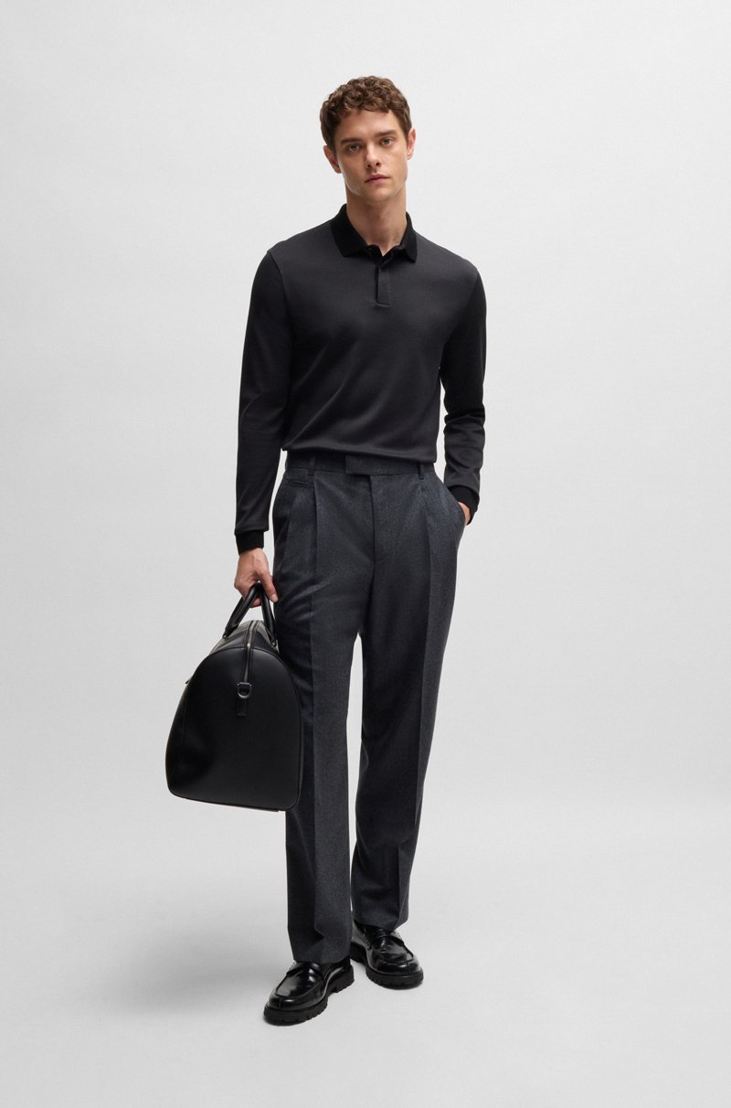 Hugo Boss Polo De Manga Larga De Algodón Con Tapeta Oculta