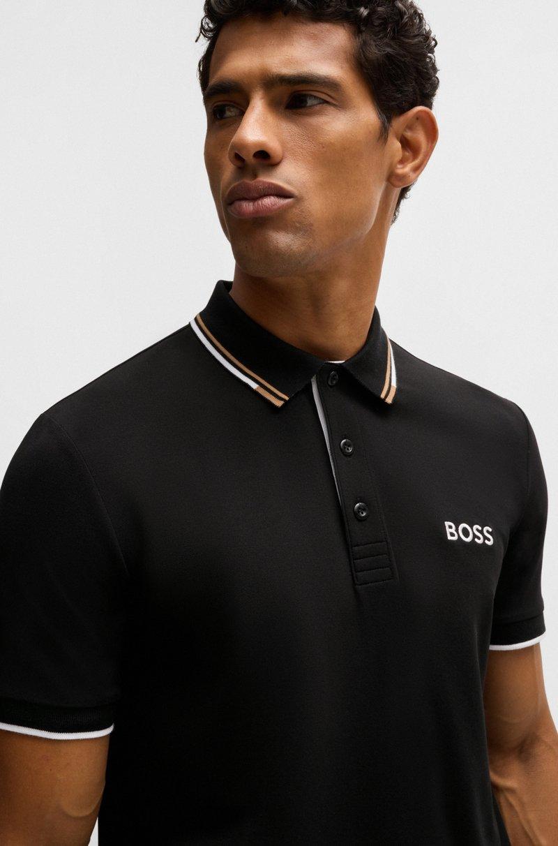 Hugo Boss Polo De Mezcla De Algodón Con Logos En Contraste