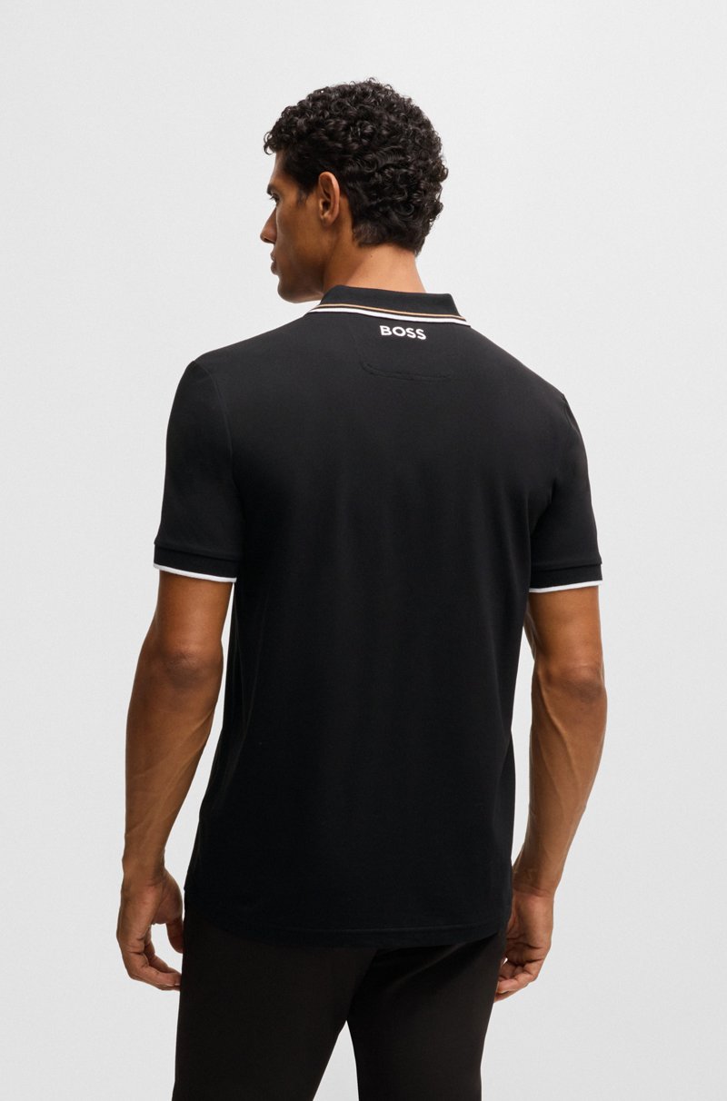 Hugo Boss Polo De Mezcla De Algodón Con Logos En Contraste