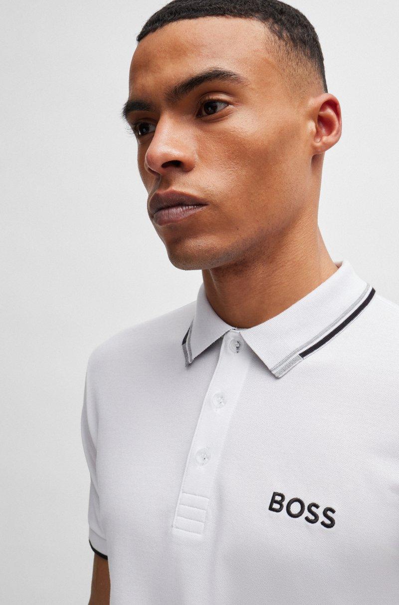 Hugo Boss Polo De Mezcla De Algodón Con Logos En Contraste