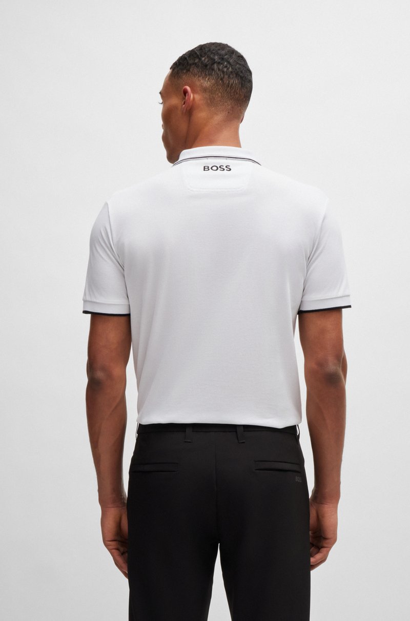 Hugo Boss Polo De Mezcla De Algodón Con Logos En Contraste