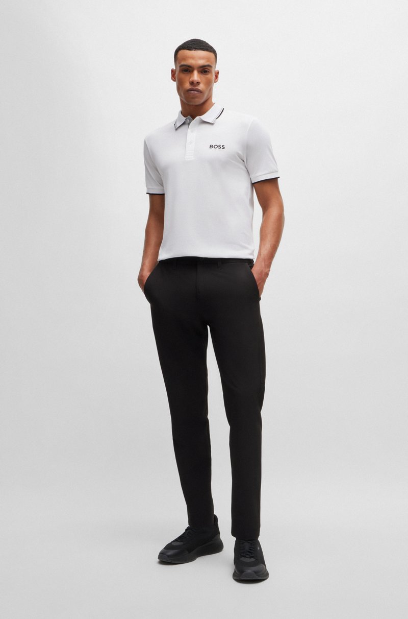 Hugo Boss Polo De Mezcla De Algodón Con Logos En Contraste
