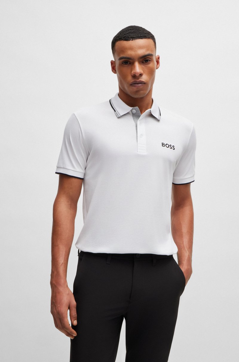 Hugo Boss Polo de mezcla de algodón con logos en contraste