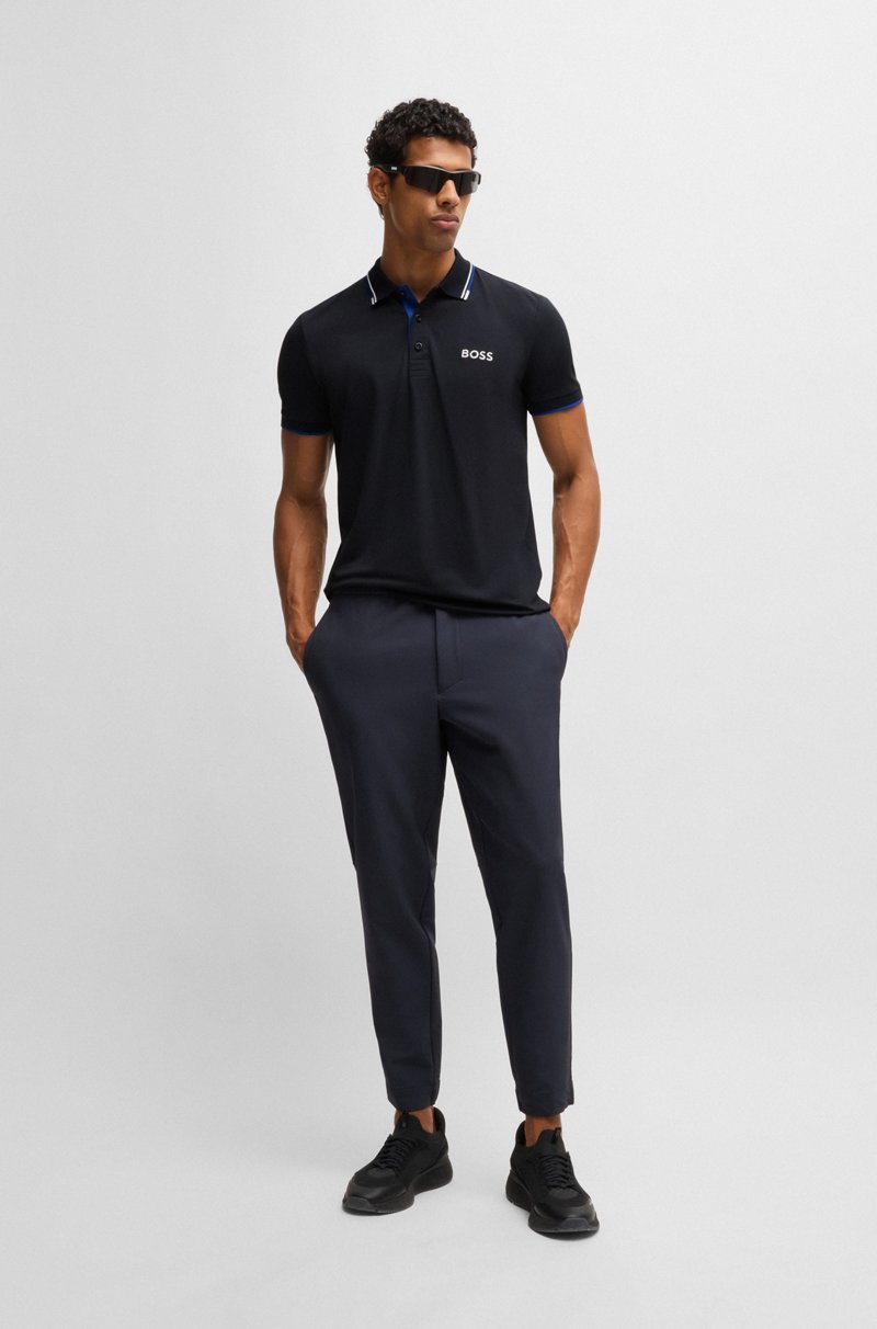 Hugo Boss Polo De Mezcla De Algodón Con Logos En Contraste