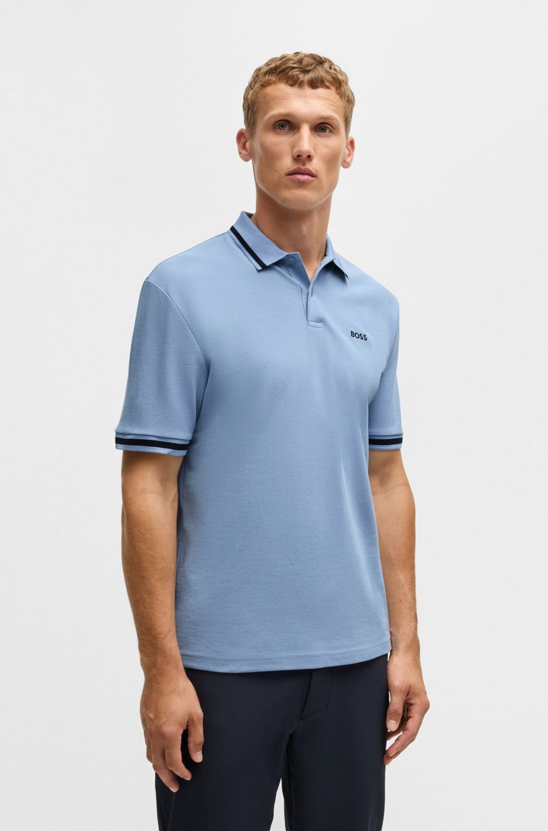 Hugo Boss Polo de piqué de algodón con detalles en contraste