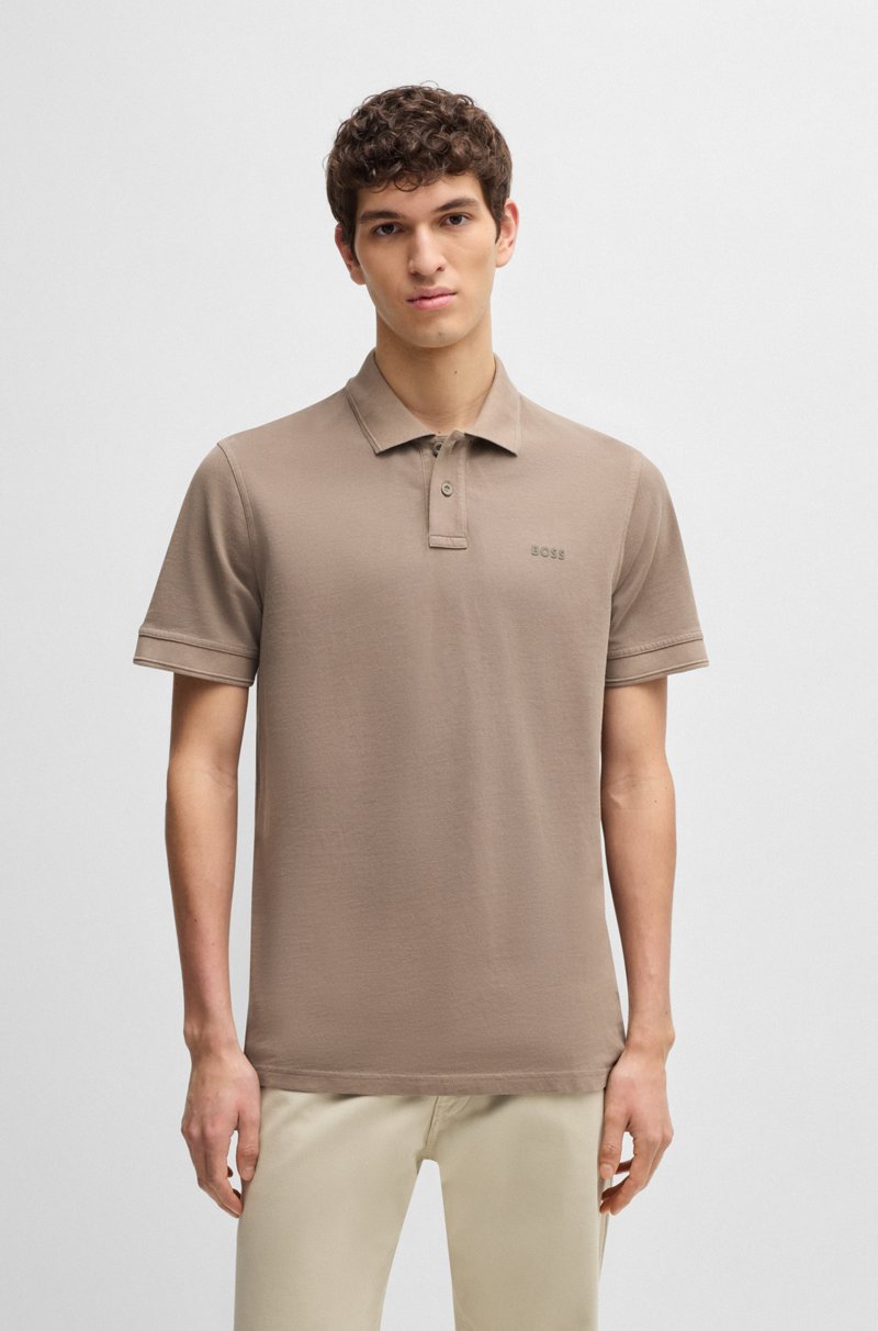 Hugo Boss Polo de piqué de algodón con logo estampado