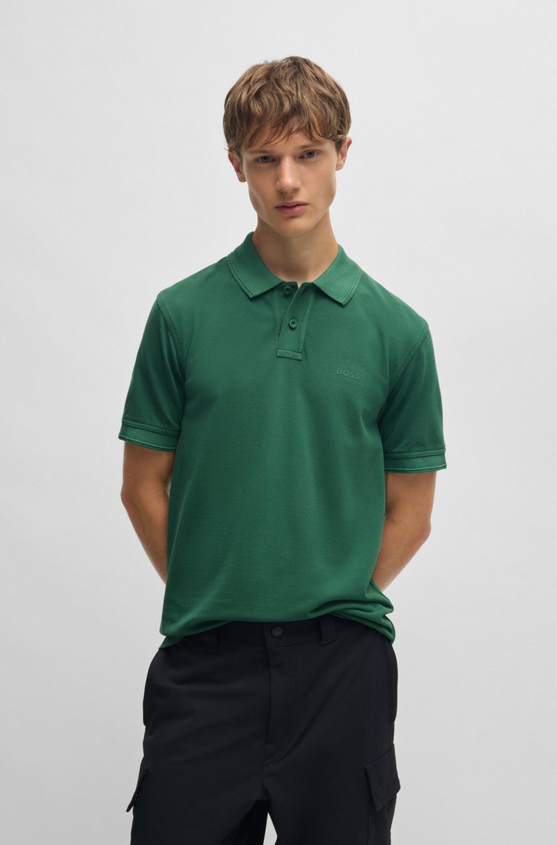 Hugo Boss Polo de piqué de algodón con logo estampado