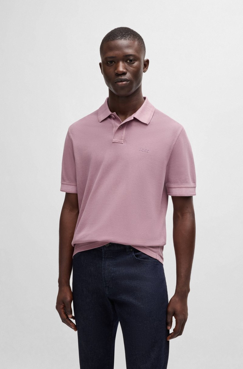Hugo Boss Polo de piqué de algodón con logo estampado