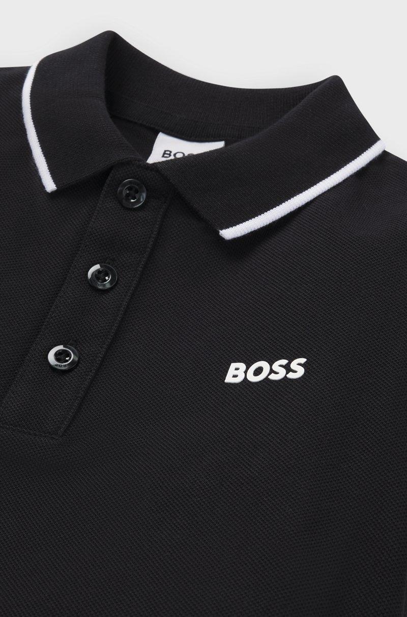 Hugo Boss Polo De Piqué De Algodón Con Logo Estampado Para Niños