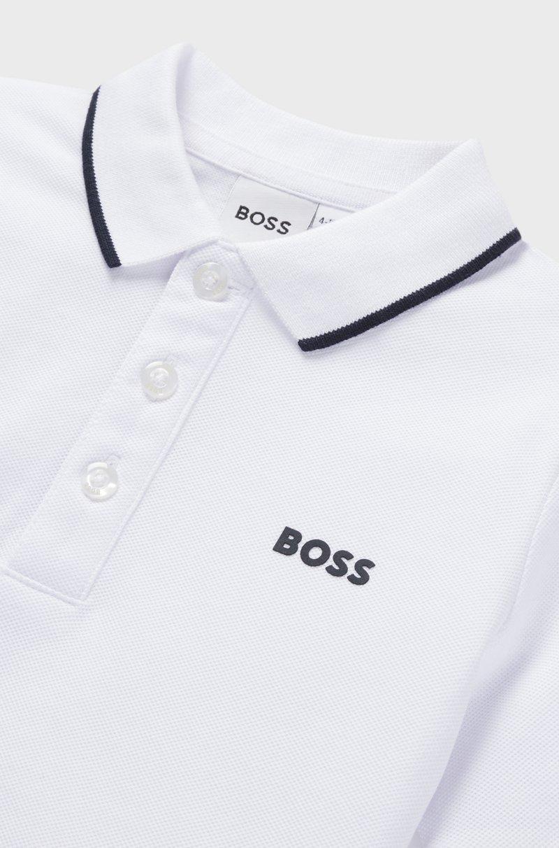 Hugo Boss Polo De Piqué De Algodón Con Logo Estampado Para Niños