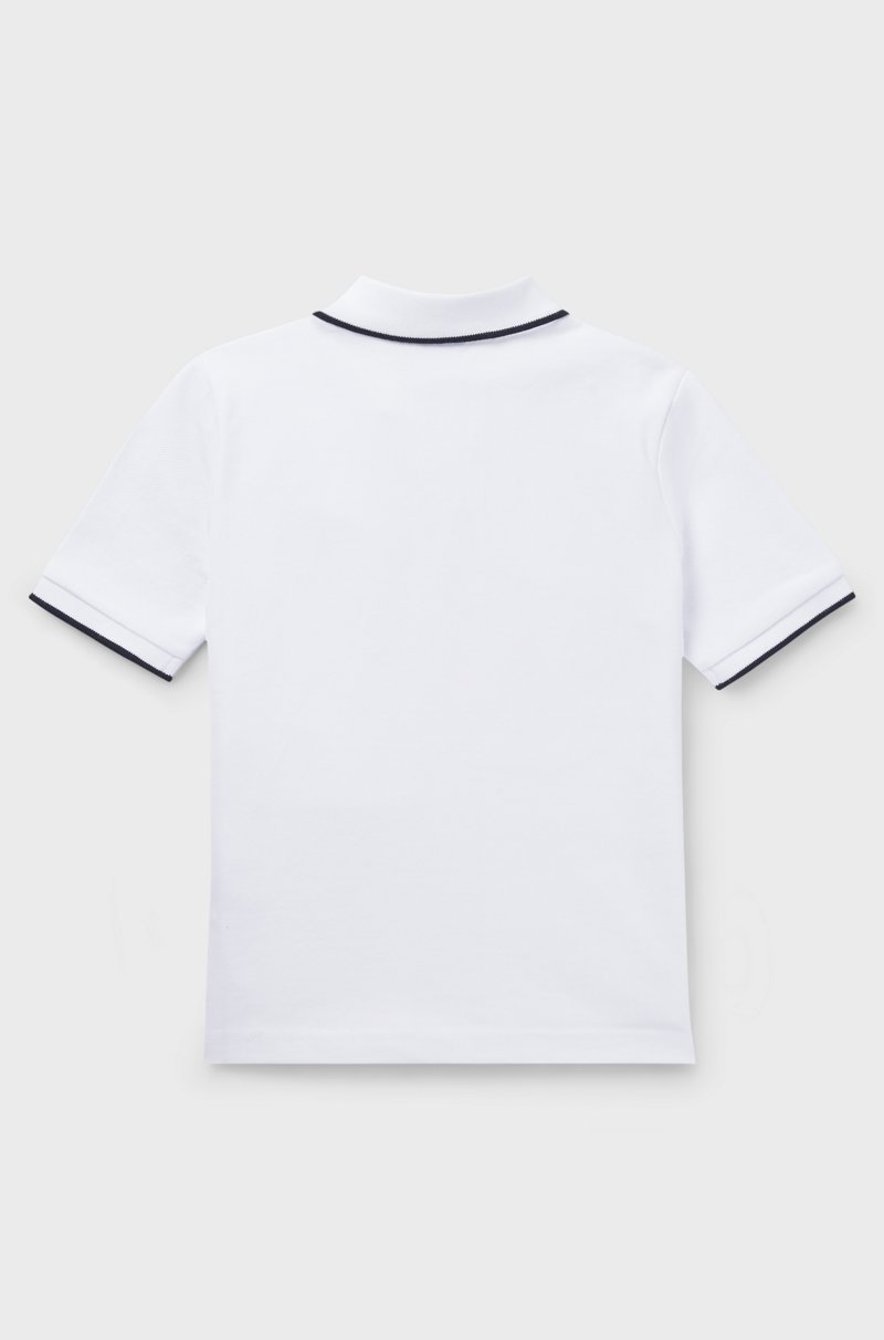 Hugo Boss Polo De Piqué De Algodón Con Logo Estampado Para Niños