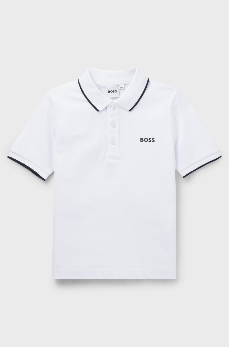 Hugo Boss Polo de piqué de algodón con logo estampado para niños