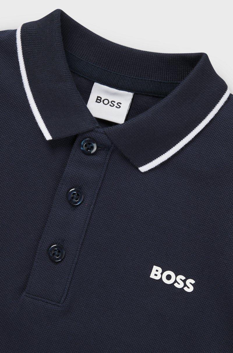 Hugo Boss Polo De Piqué De Algodón Con Logo Estampado Para Niños