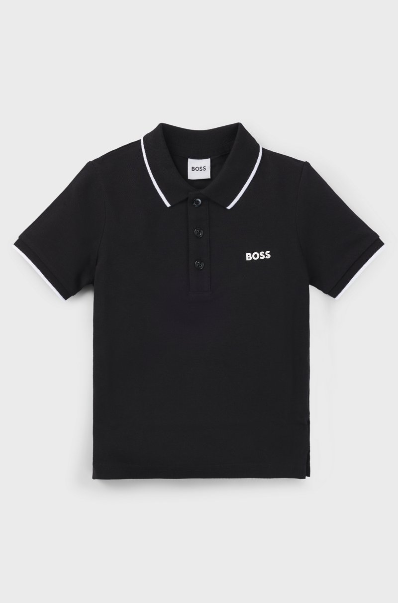Hugo Boss Polo de piqué de algodón con logo estampado para niños