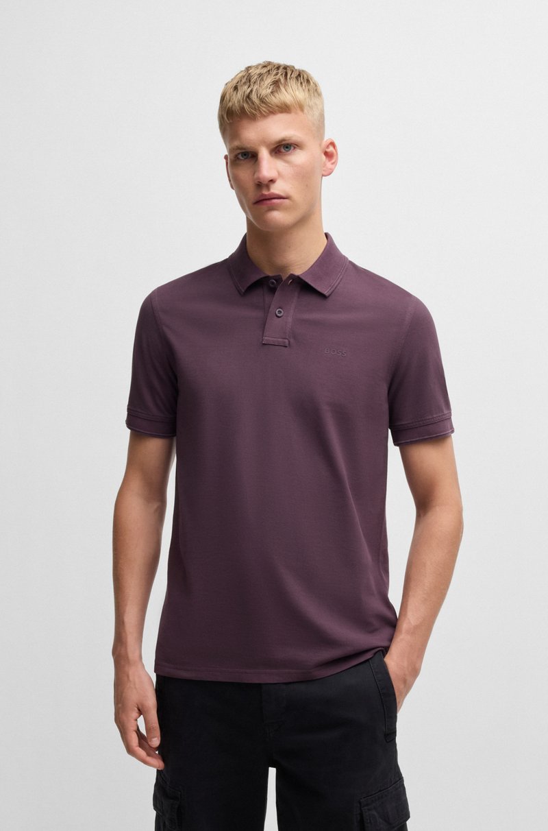 Hugo Boss Polo de piqué de algodón con logo estampado