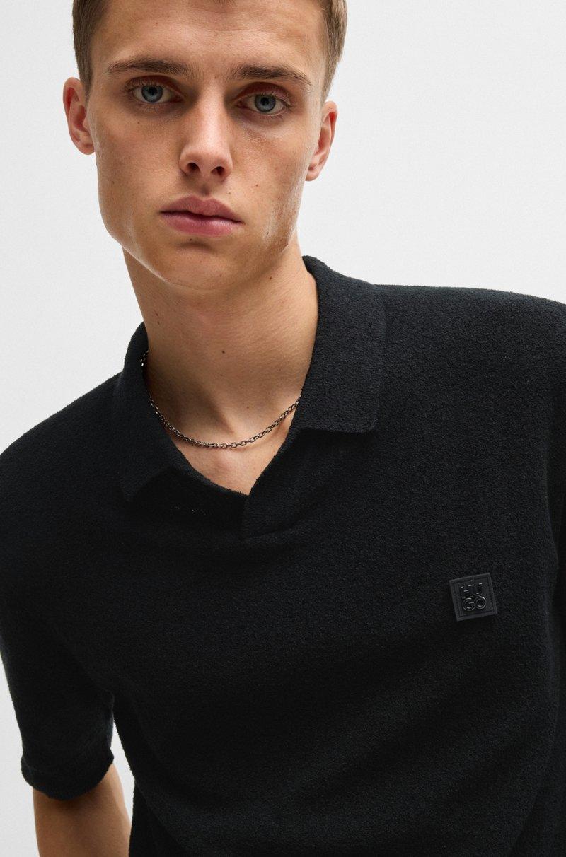 Hugo Boss Polo De Punto De Algodón Con Cuello Abierto