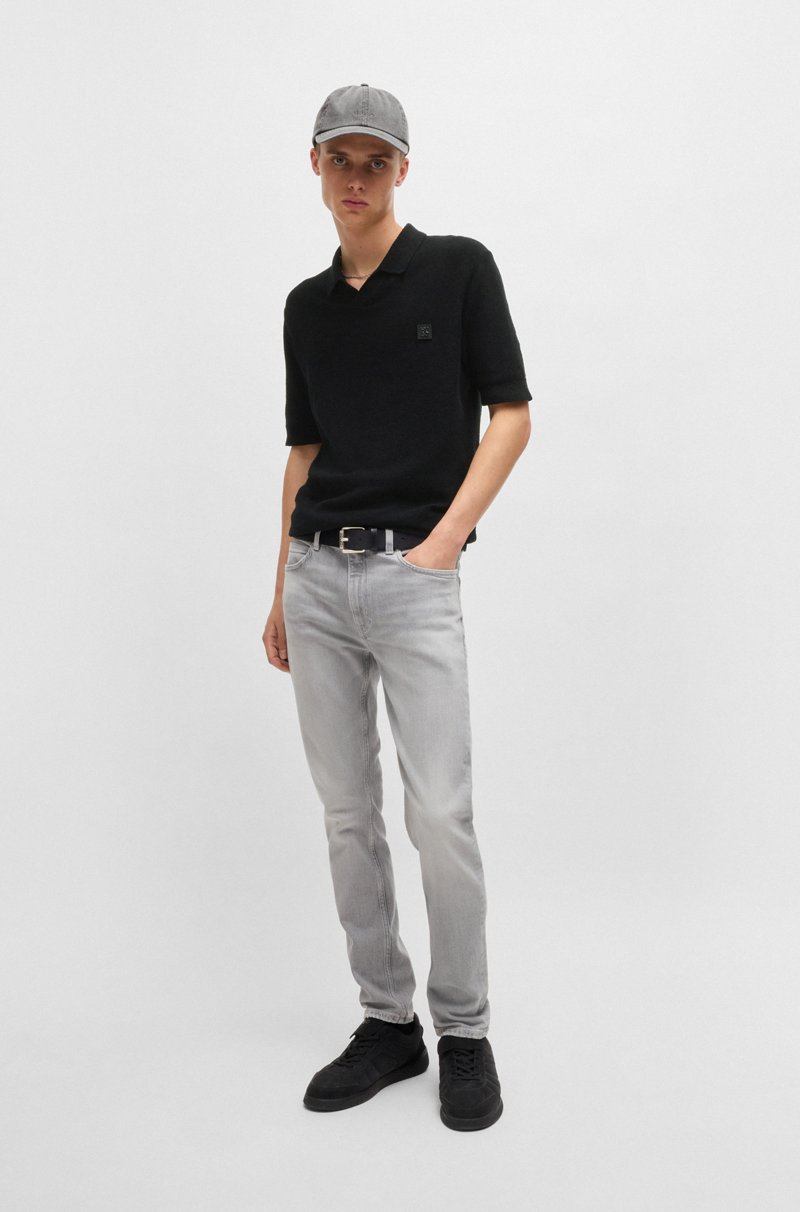 Hugo Boss Polo De Punto De Algodón Con Cuello Abierto