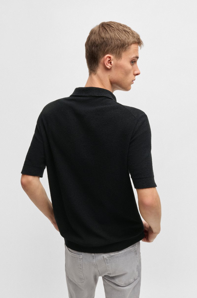 Hugo Boss Polo De Punto De Algodón Con Cuello Abierto