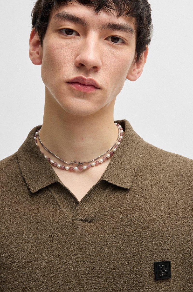 Hugo Boss Polo De Punto De Algodón Con Cuello Abierto