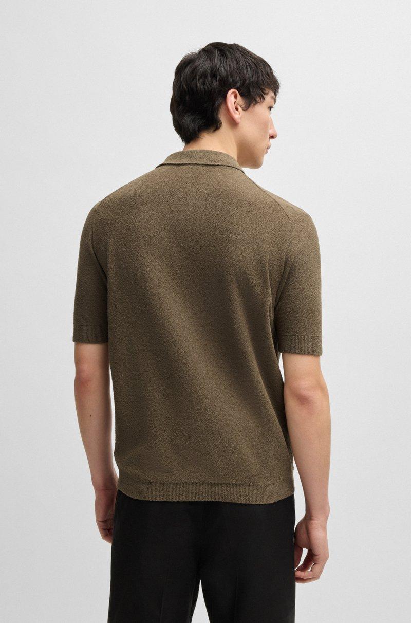 Hugo Boss Polo De Punto De Algodón Con Cuello Abierto