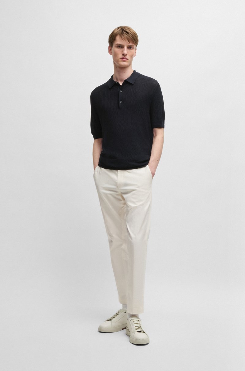 Hugo Boss Polo De Punto De Seda Con Diferentes Texturas