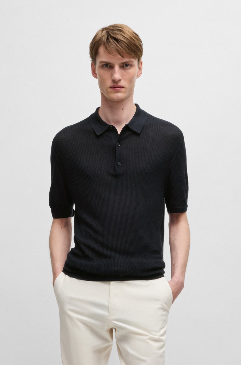 Hugo Boss Polo de punto de seda con diferentes texturas