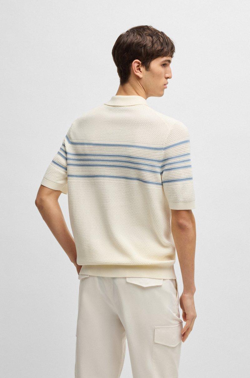 Hugo Boss Polo De Punto De Seda Y Algodón Con Detalles De Rayas