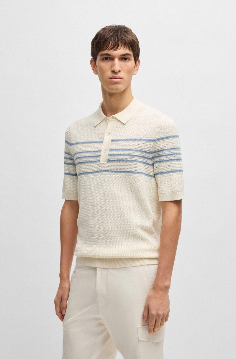 Hugo Boss Polo de punto de seda y algodón con detalles de rayas
