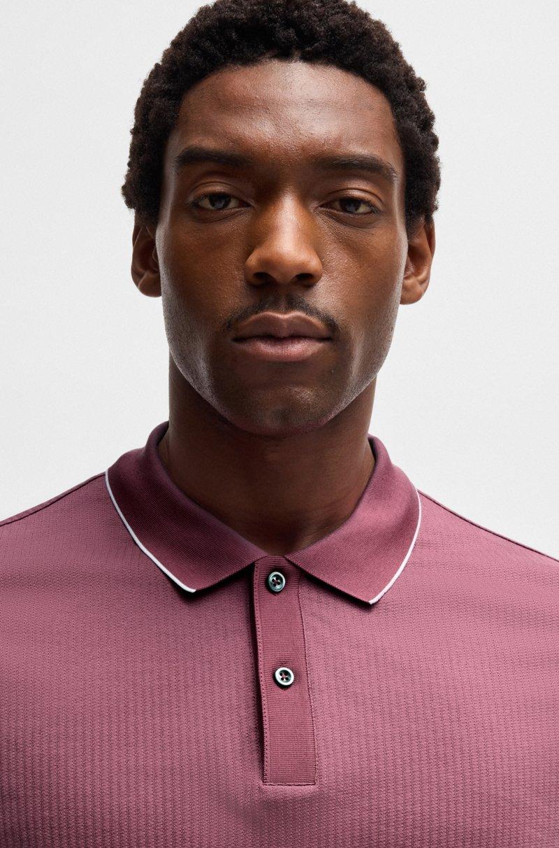 Hugo Boss Polo De Seda Y Algodón Con Estructura De Rayas