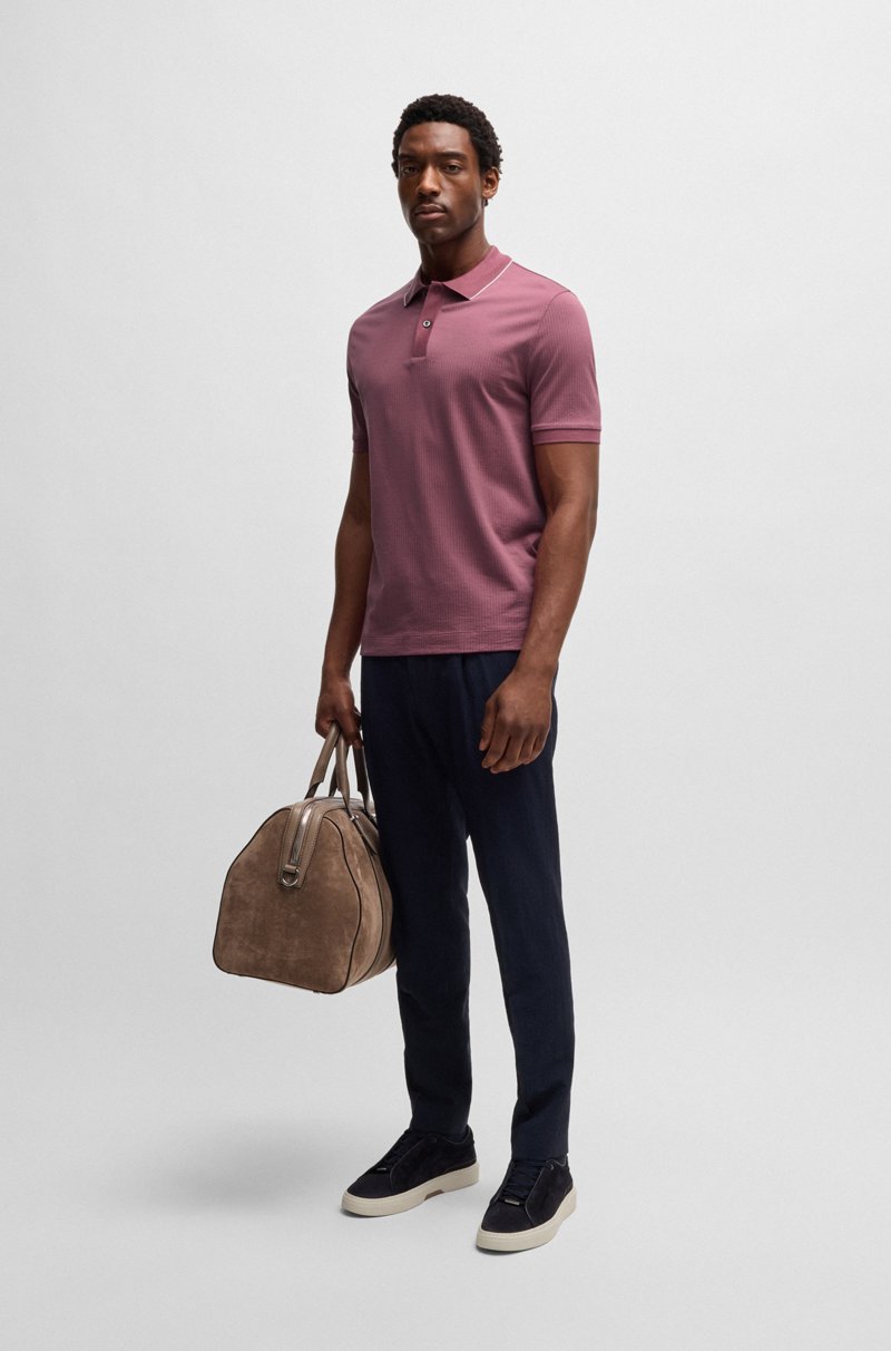 Hugo Boss Polo De Seda Y Algodón Con Estructura De Rayas