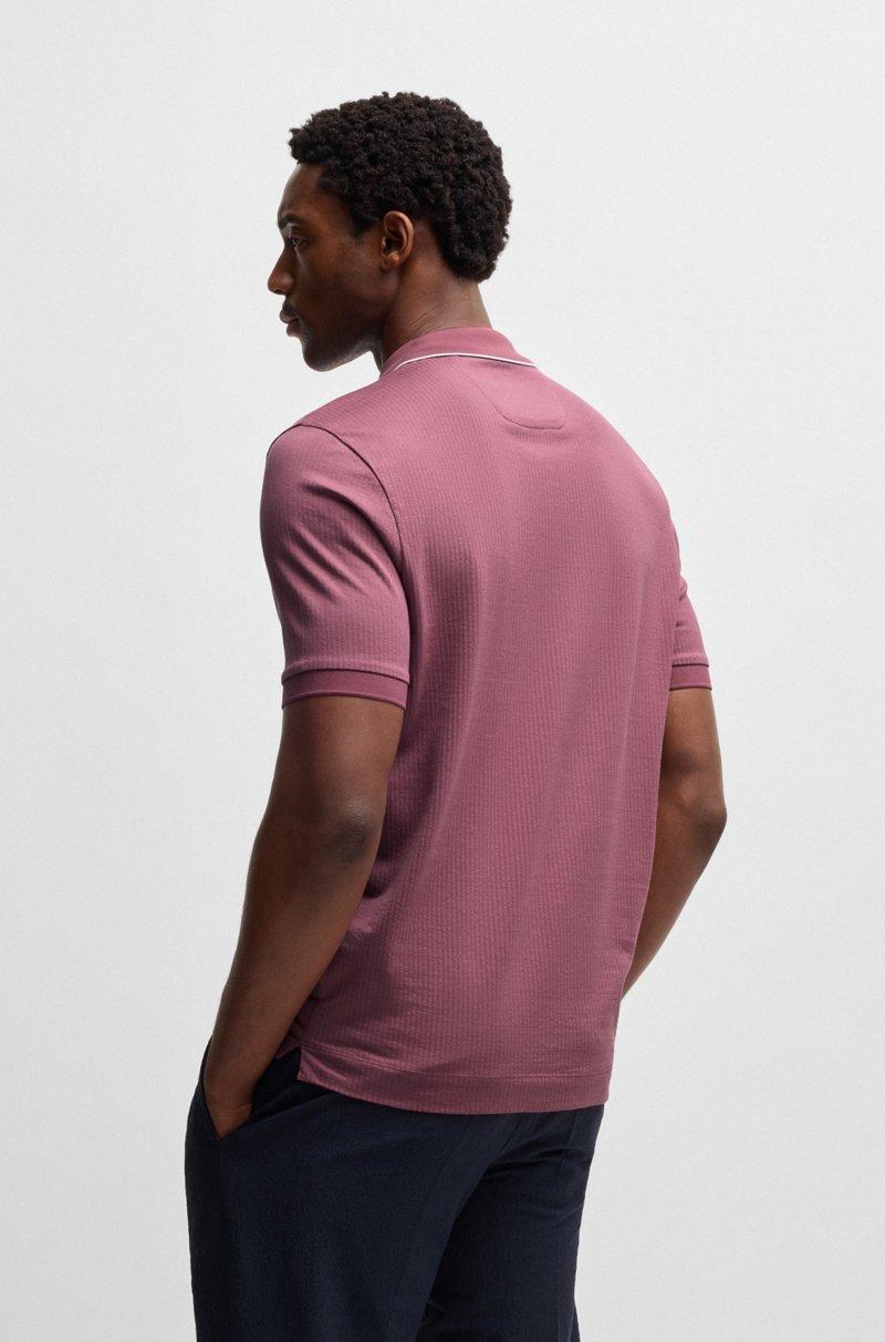 Hugo Boss Polo De Seda Y Algodón Con Estructura De Rayas
