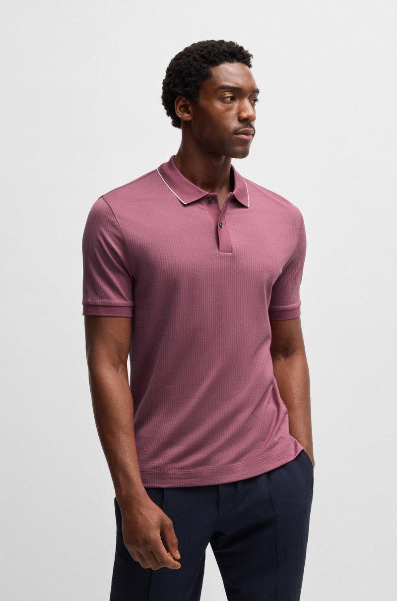 Hugo Boss Polo de seda y algodón con estructura de rayas