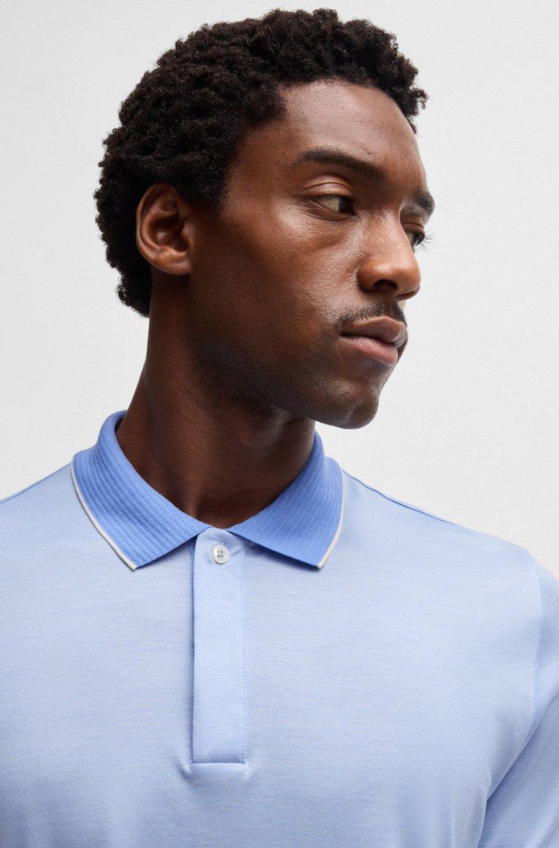 Hugo Boss Polo De Seda Y Algodón Con Ribetes Con Estructura