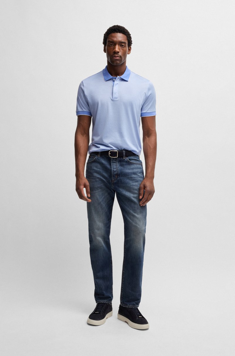 Hugo Boss Polo De Seda Y Algodón Con Ribetes Con Estructura