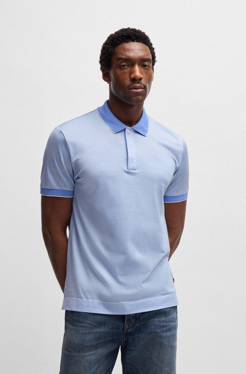 Hugo Boss Polo de seda y algodón con ribetes con estructura