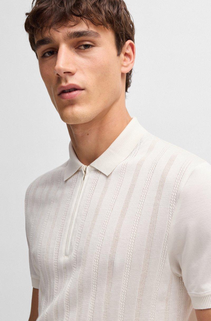 Hugo Boss Polo En Punto De Algodón Y Seda Con Parte Delantera Trenzada