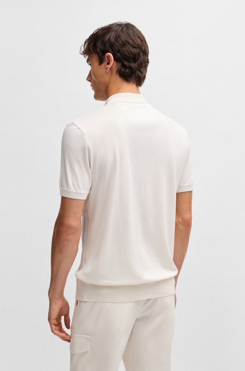 Hugo Boss Polo En Punto De Algodón Y Seda Con Parte Delantera Trenzada
