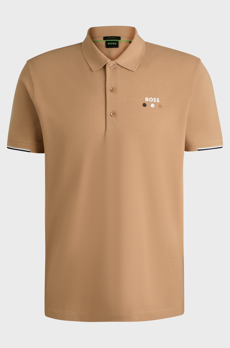 Hugo Boss Polo Paddy activo de algodón mercerizado con detalles de cuadrícula