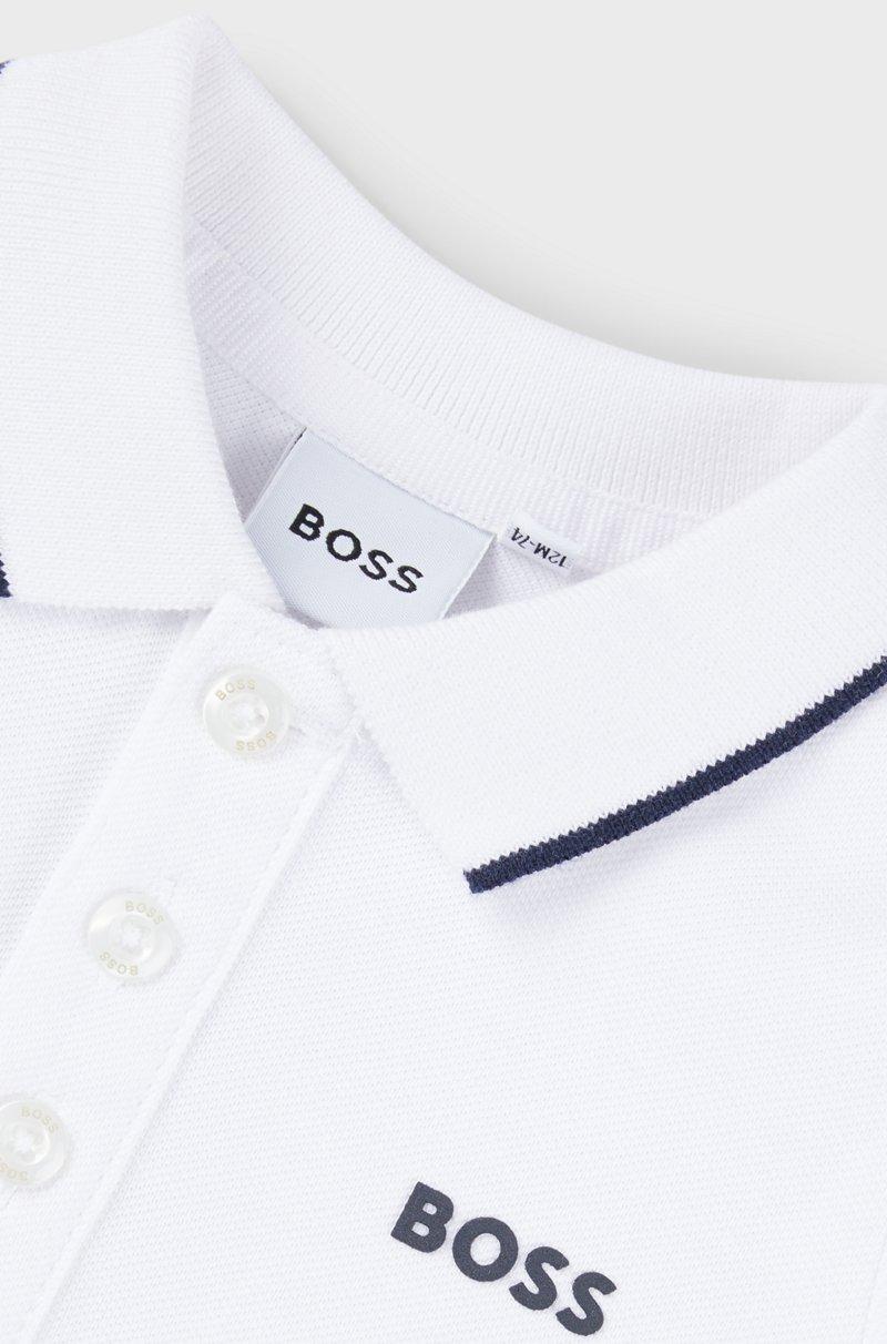 Hugo Boss Polo Para Niños De Piqué De Algodón Con Logo Estampado