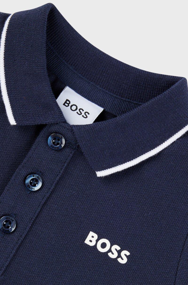Hugo Boss Polo Para Niños De Piqué De Algodón Con Logo Estampado